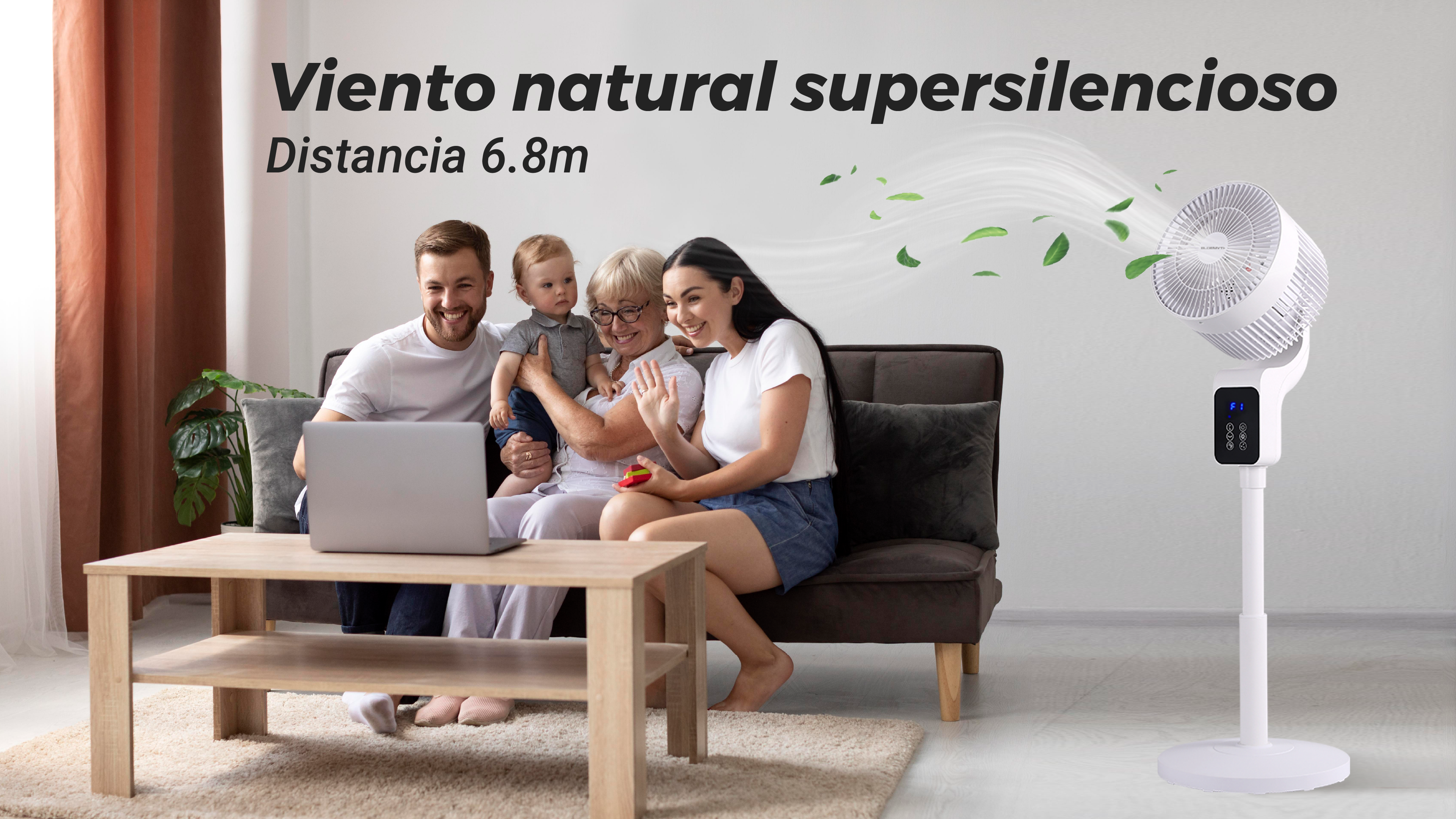 BLUEMYTH Ventilador Silencioso, 2 en 1 Ventilador de Pie y de Sobremesa, Altura Ajustable 70-90cm, 3 Modos 3 Velocidades con Mando a Distancia y Pantalla Táctil, Temporizador 9H, 3D Oscilación 50W